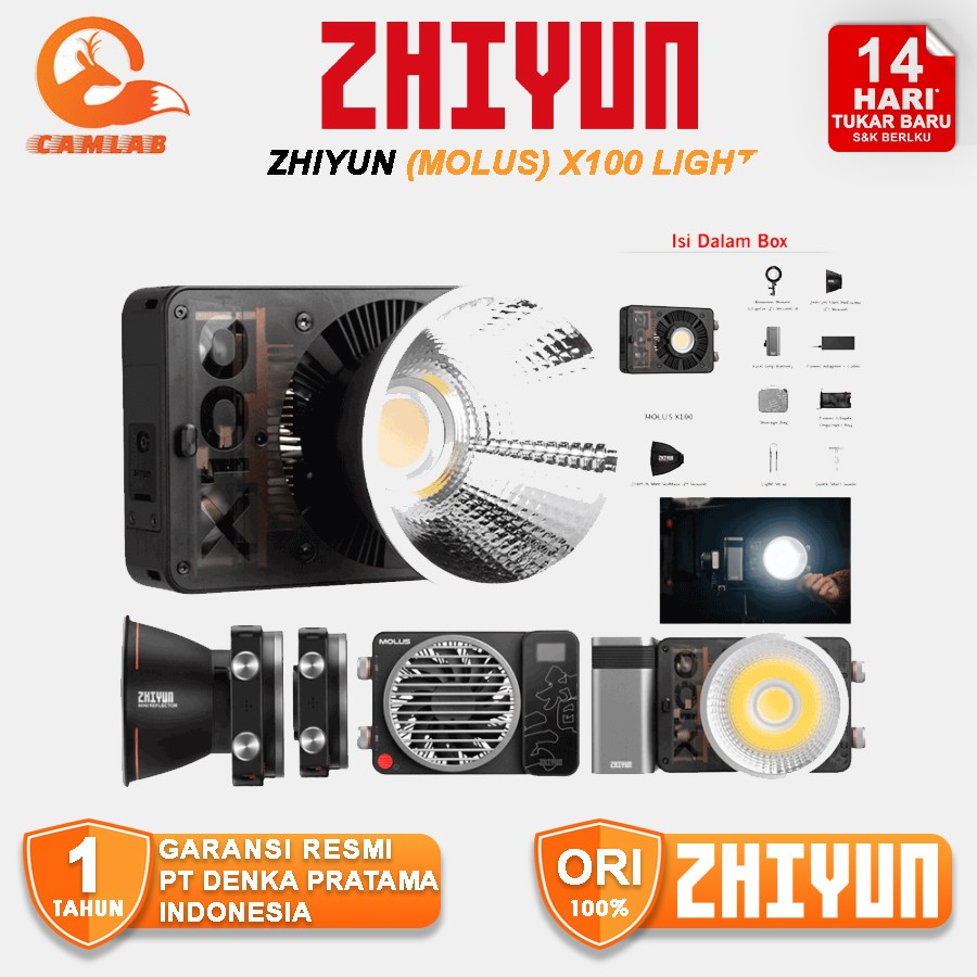 Zhiyun Molus X100 Lampu COB Light Studio BI Color 100W GARANSI RESMI