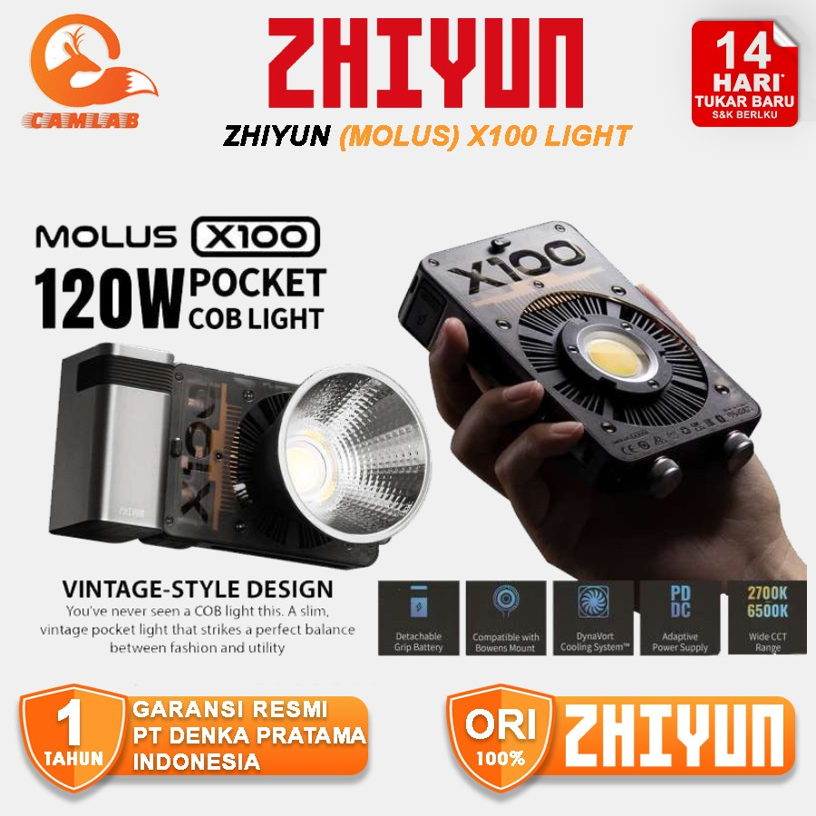 Zhiyun Molus X100 Lampu COB Light Studio BI Color 100W GARANSI RESMI