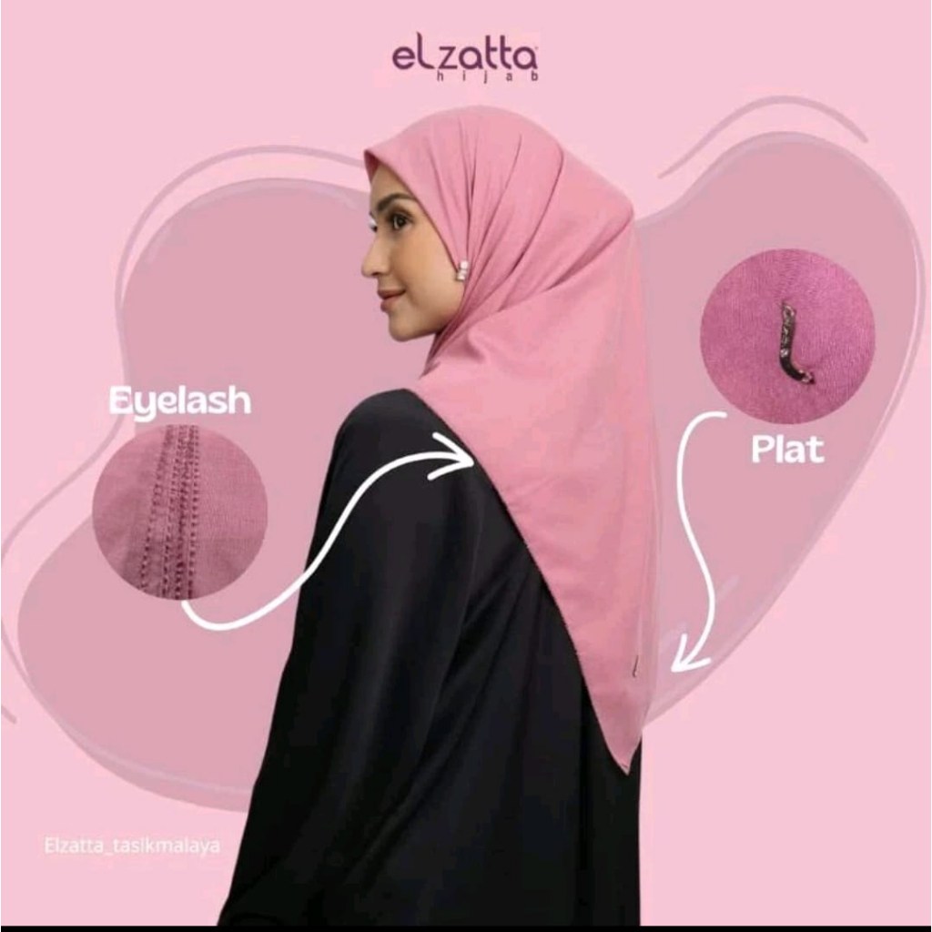 Segiempat Polos Elzatta - Voal Eyelash - Scarf Polos Elzatta dilengkapi plat