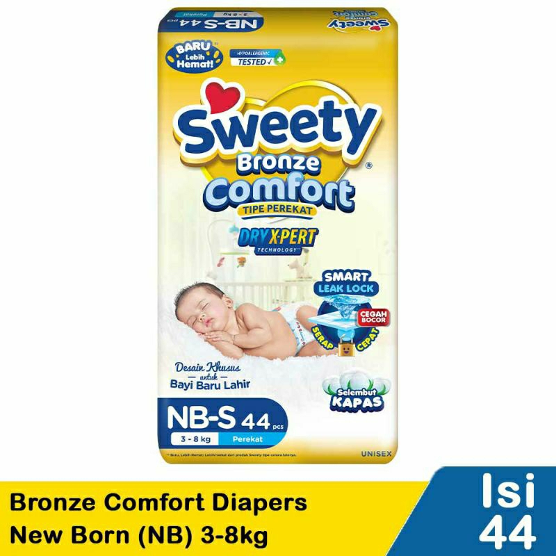 Sweety Bronze Comfort Diapers NB-S 44 Popok Bayi Diapers