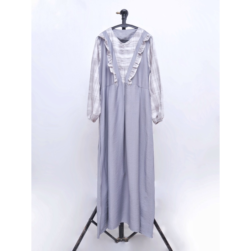 Gamis Rafaella Dress Korean Style Look Fashion Pakaian Muslim Flanel Kotak Wanita Remaja Kombinasi R