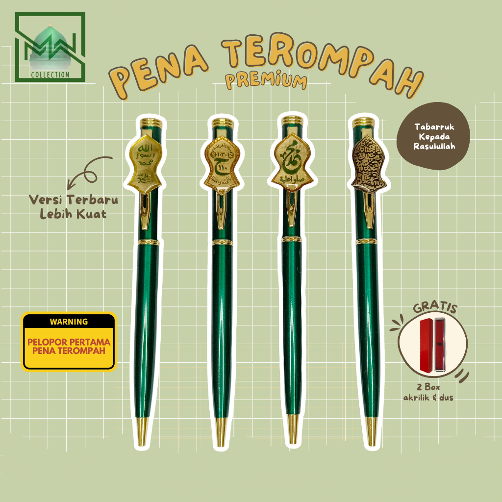 

MW | Pena Hijau Terompah Premium | Tabarruk Kepada Nabi | Pulpen Terompah | Pelopor Pertama