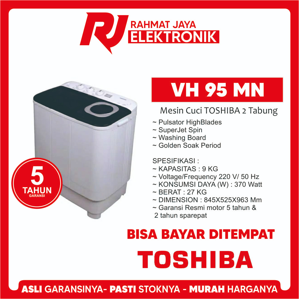 Mesin Cuci TOSHIBA VH 95 MN 9KG 2 Tabung