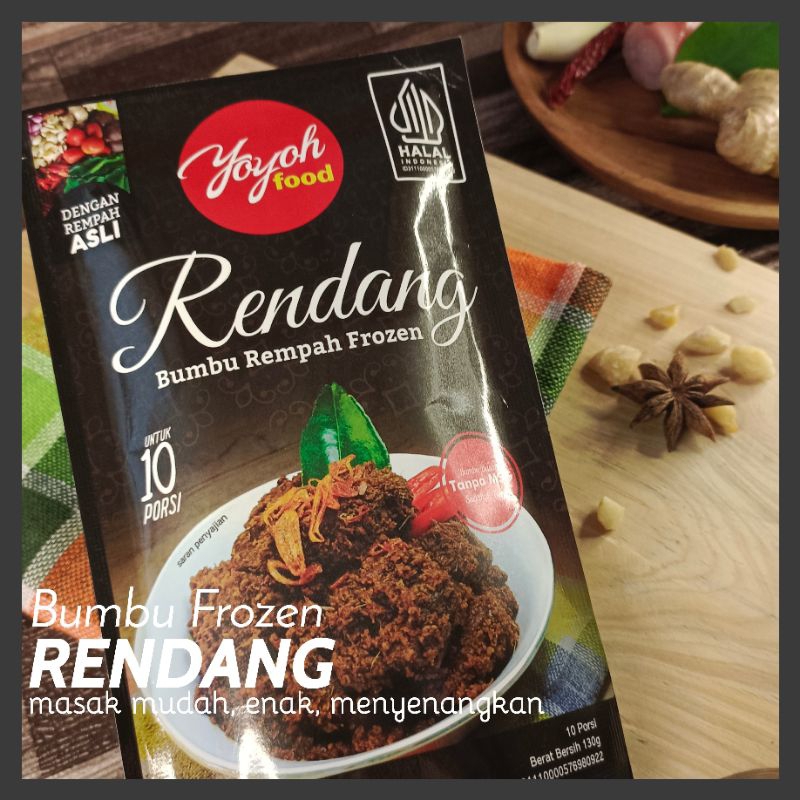 

Yoyoh Food Bumbu Rendang Basah Frozen 130gr untuk 1kg daging