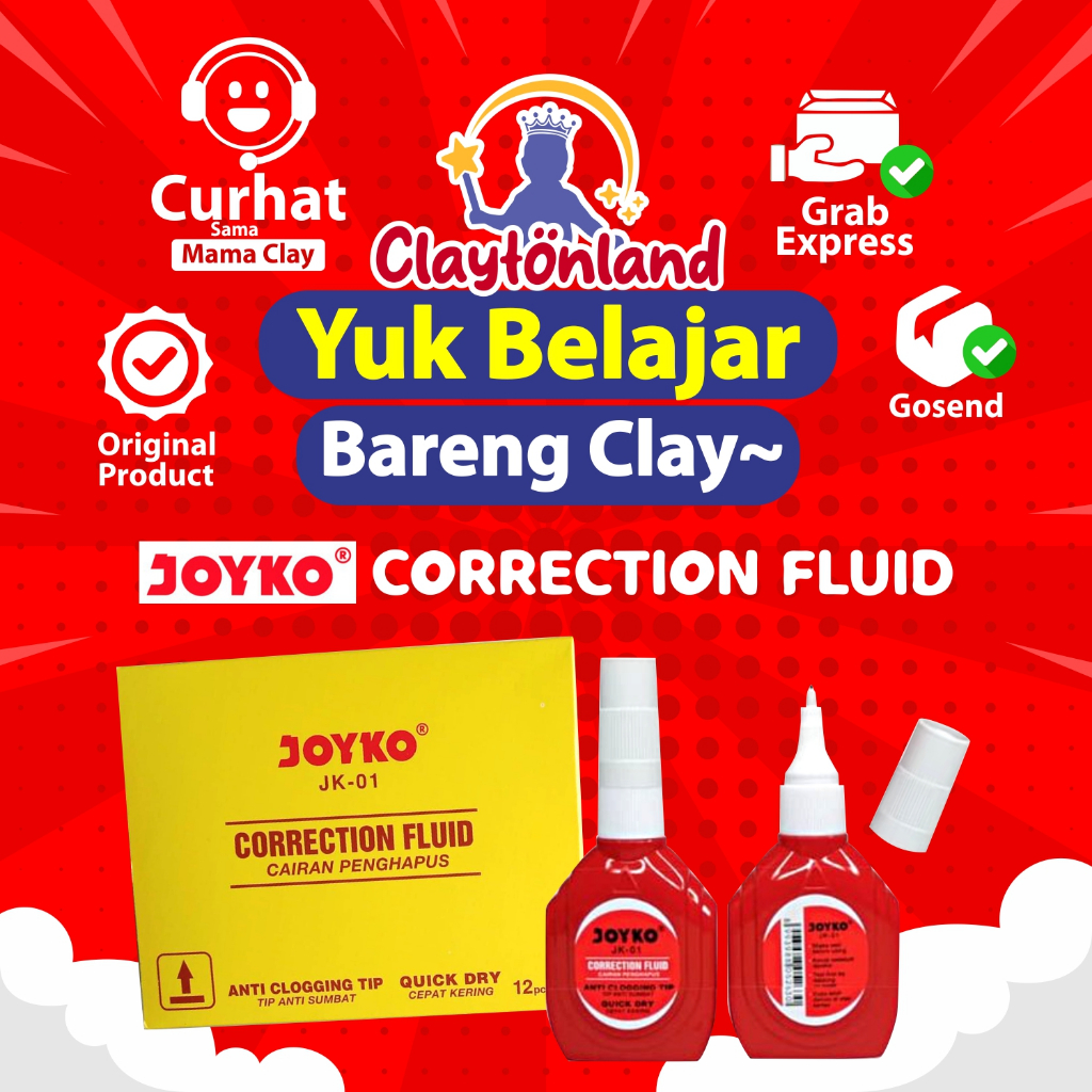 

CORRECTION FLUID / TIP EX CAIR / STIPO / CAIRAN KOREKSI PENGHAPUS CAIR JOYKO JK-01