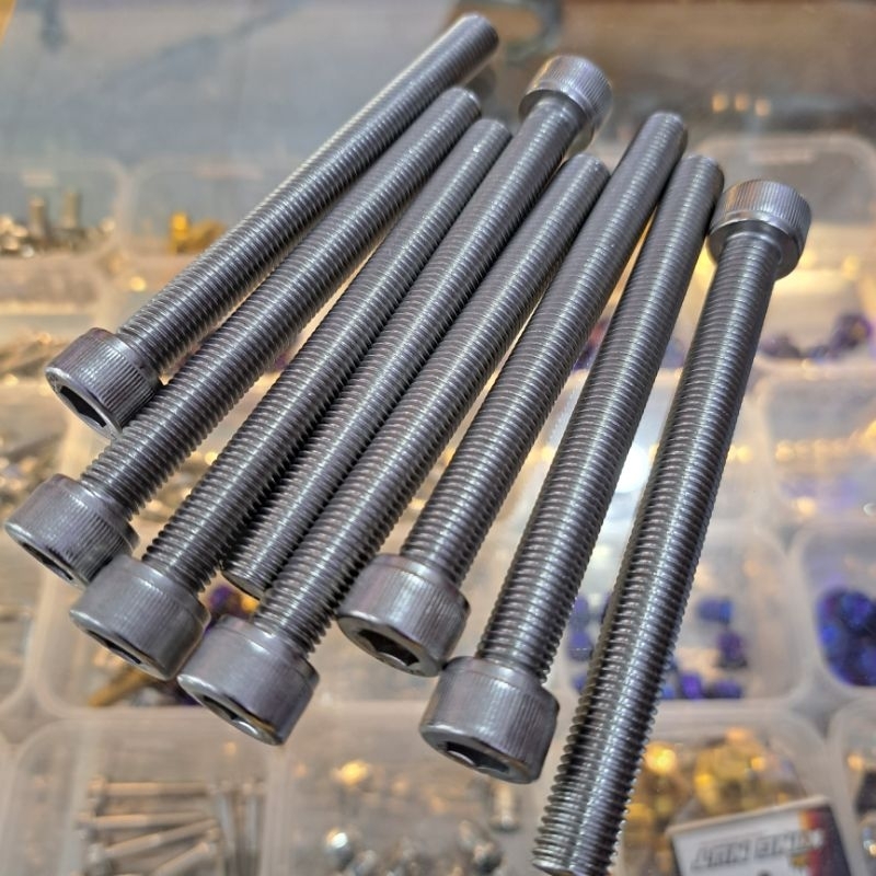 BAUT L STAINLESS M10 X 1.00 BAUT DRAT 14 PANJANG 10 CM FULL DRAT (1pcs)