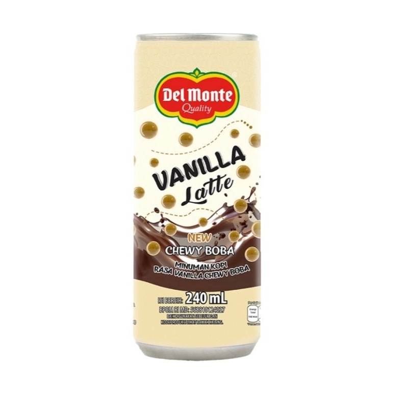 

del monte vanilla latte minuman kopi susu chewy boba 240ml