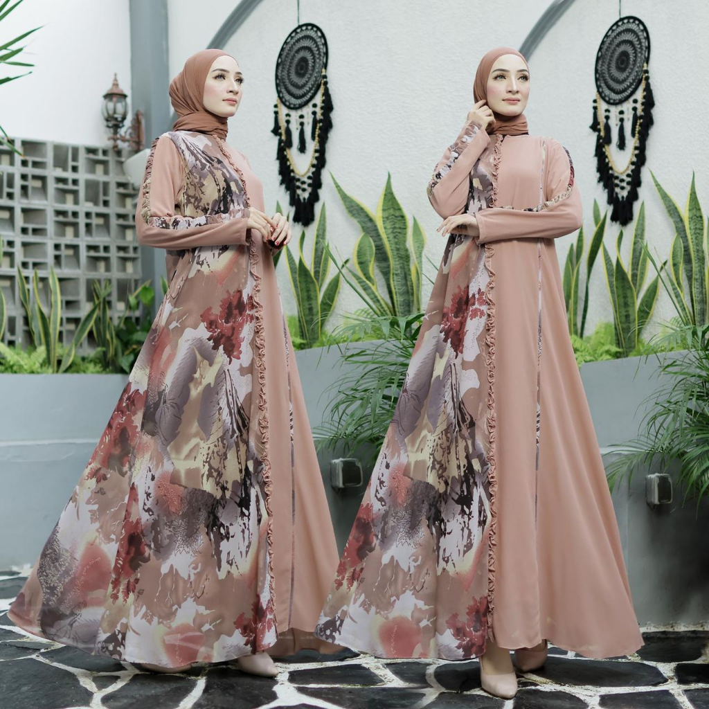 Gamis Pesta "Ambhrina Series" Baby Doll Armani Printing Premium