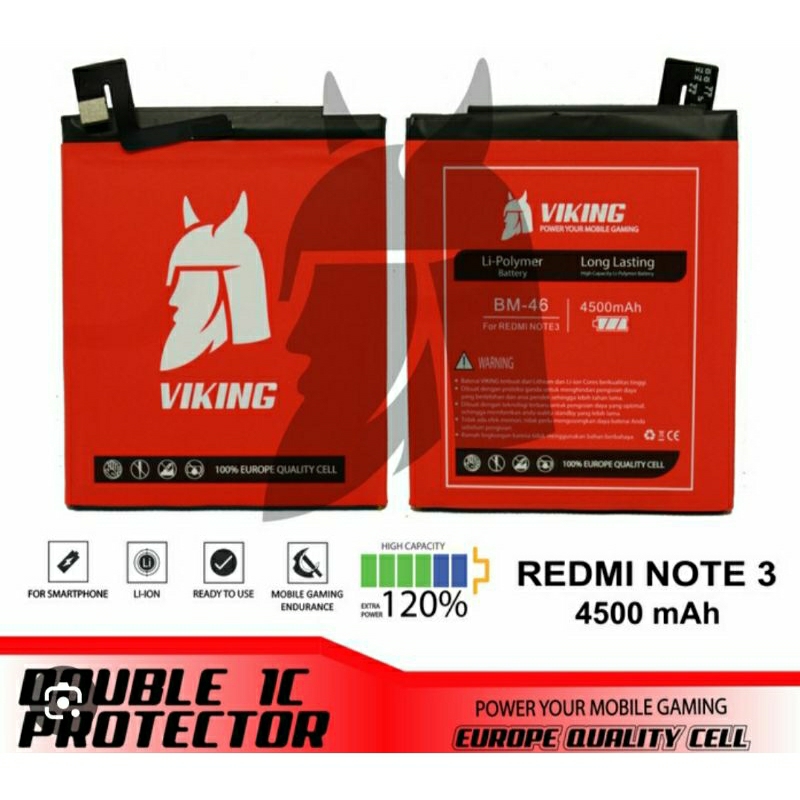 Baterai VIKING Xiaomi Redmi Note 3 - Note 3Pro  BM46 4500mAh DOUBLE POWER