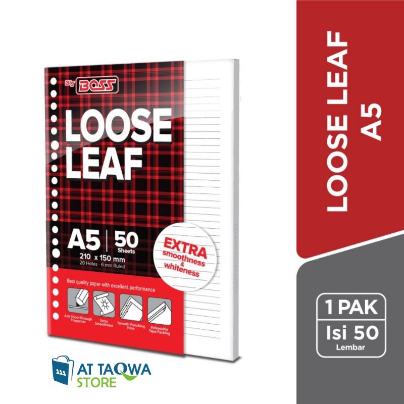 

Loose Leaf Big Boss Garis A5 50 Lembar - Kertas Binder