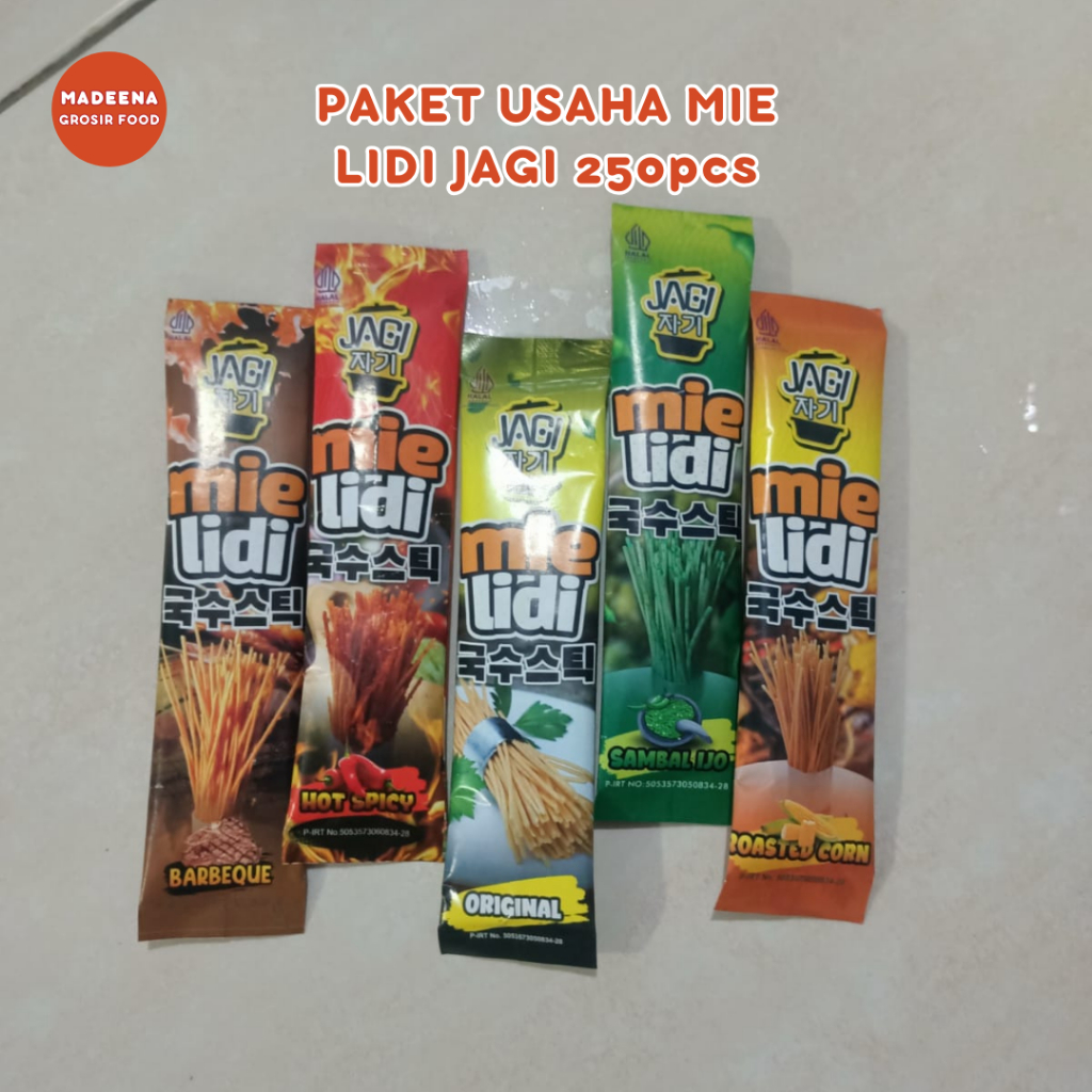 

Jagi Mie Lidi Paket Usaha Mix Al Variant 250pcs Paket Usaha Makanan Grosir Makanan Ringan Jajanan Pedas
