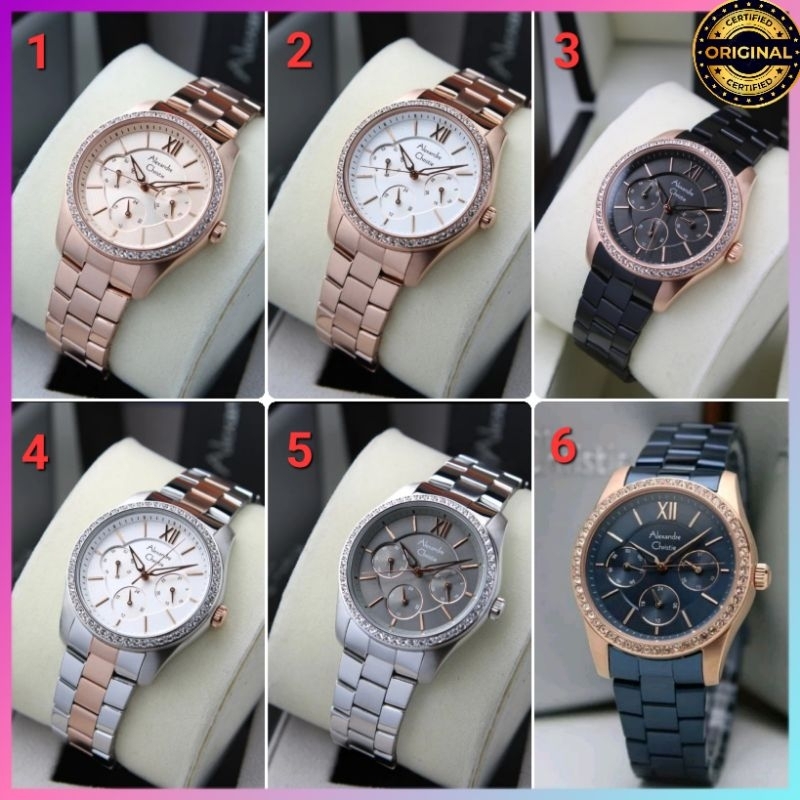 ORIGINAL GARANSI RESMI 1 TAHUN JAM TANGAN WANITA ALEXANDRE CHRISTIE ANALOG RANTAI STAINLESS STEEL AR