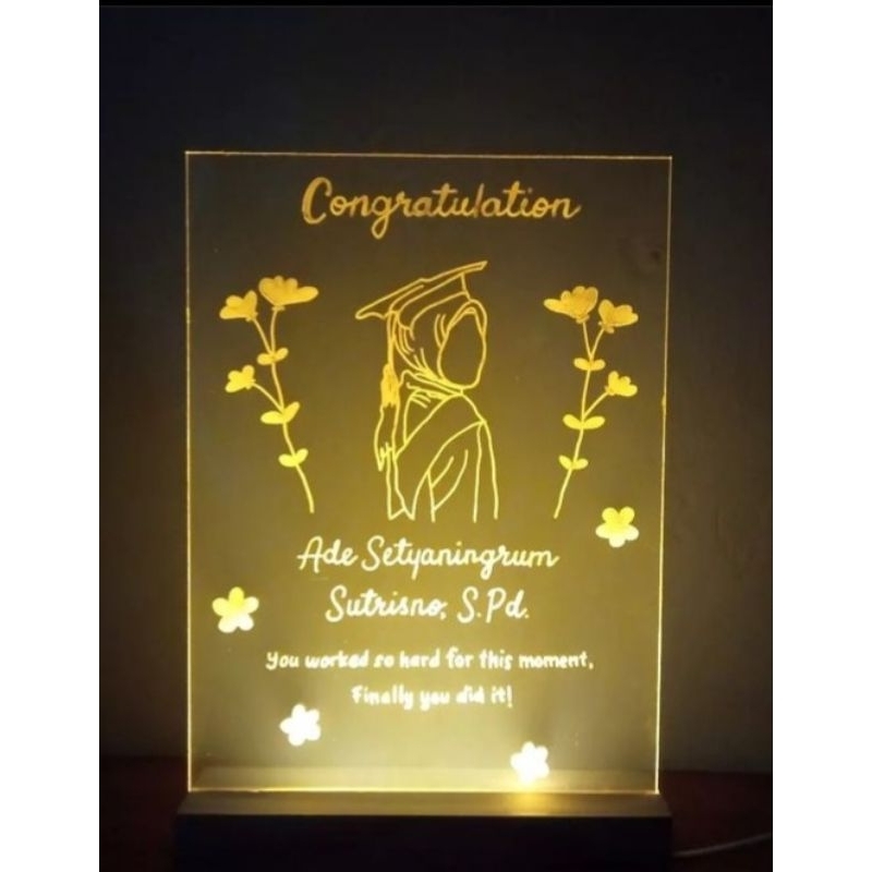 GIFT AKRILIK LED CUSTOM A5 | KADO WISUDA HANDMADE | HADIAH ULANG TAHUN