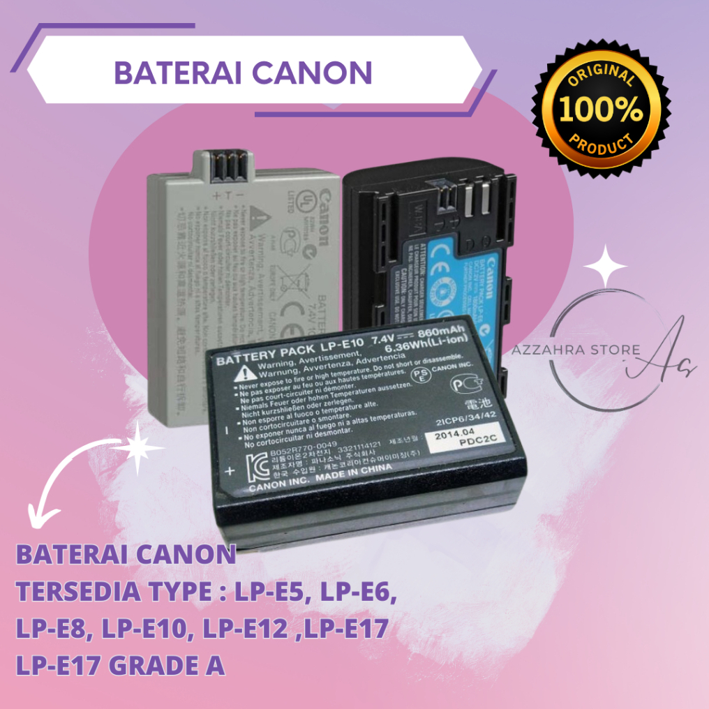 BATERAI CANON LP-E5 LP-E6 LP-E8 LP-E10 LP-E12 LP-E17 CANON BATTERY