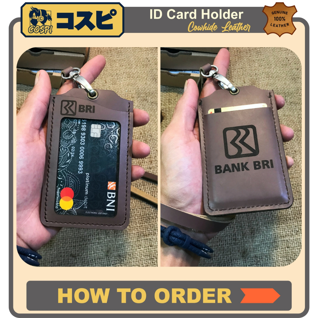

Leather ID Card Holder - 3 Slot Card ID Card Holder - ID Card Holder Kulit - Customized