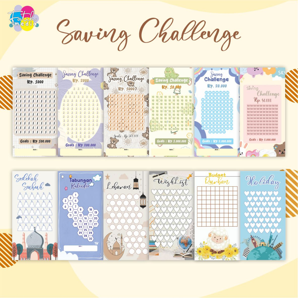 

(ecer) kertas saving challenge/kertas target menabung/bugdet/kertas untuk ziplock/tantangan menabung/sinking