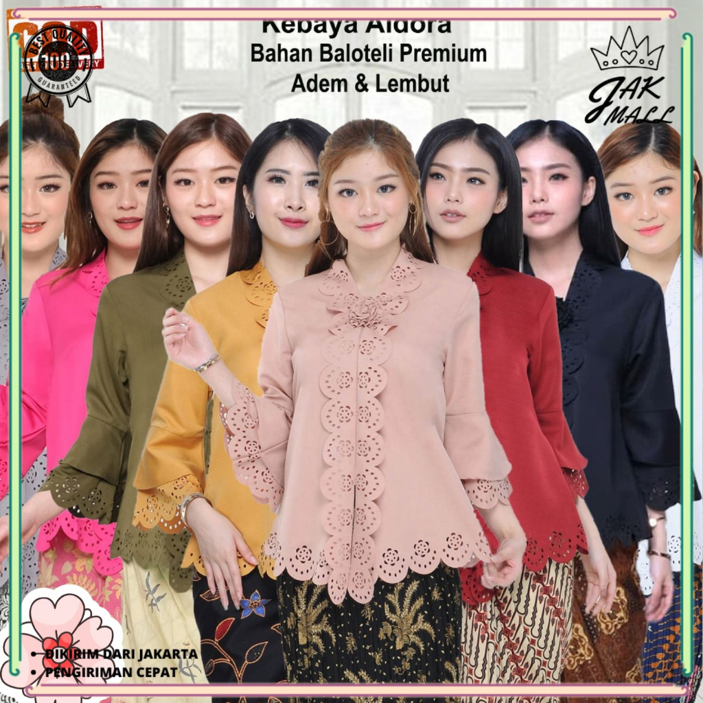 Atasan Kebaya Encim Modern Aneka Warna Kebaya Wisuda Mewah / Kebaya Akad Nikah Kekinian / Kebaya Modern Kondangan Jumbo Aldora JM