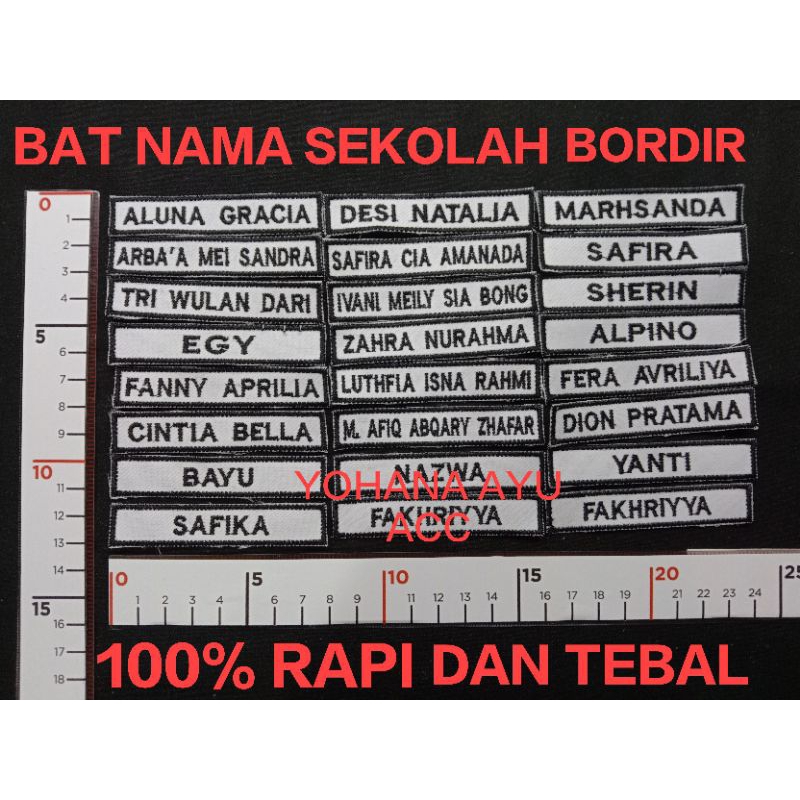 AYU ACC / BORDIR NAMA SEKOLAH / BET NAMA / COKLAT / PUTIH / REGUEST NAMA / BORDIR NAMA SERAGAM SEKOL