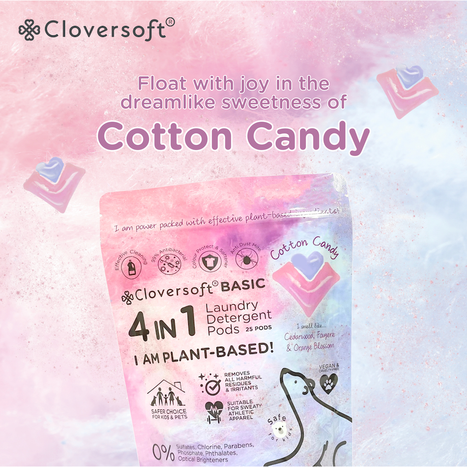 Cloversoft 4 In 1 Anti Dust Mite Basic Laundry Capsules (Cotton Candy) 25 Pods