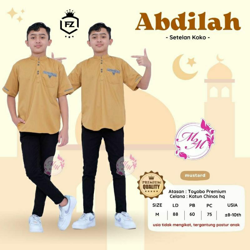 Abdilah Set Koko by M2M usia 8-10 tahun // 14.9 Setelan Baju Muslim Anak laki laki Baju kurta Kemko