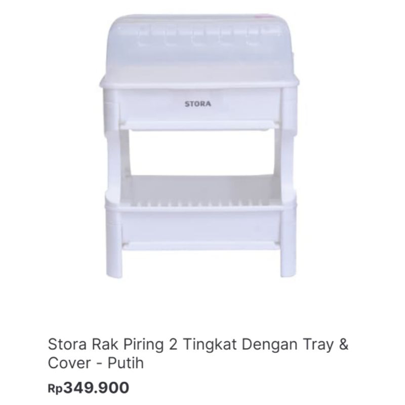 Stora Rak Piring 2 Tingkat Dengan Tray & Cover - Putih ( Ace Hardware )