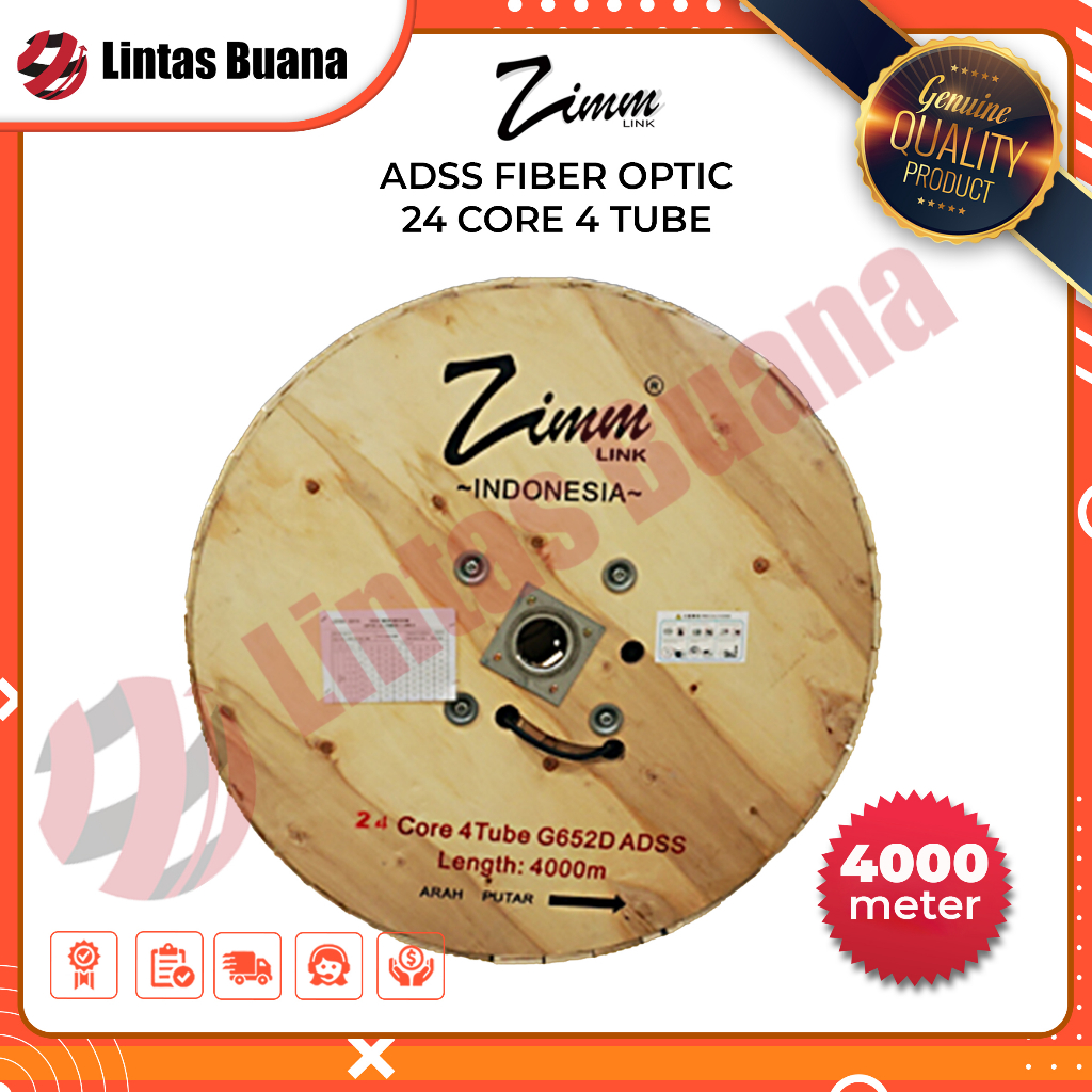 Zimmlink ADSS FIBER OPTIC 24 CORE 4 TUBE G652D 4km