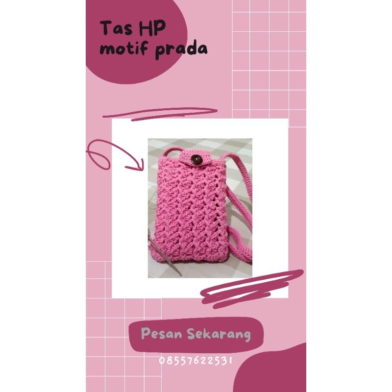 TAS HP RAJUT // CROCHET BAG // TAS HP MOTIF PRADA