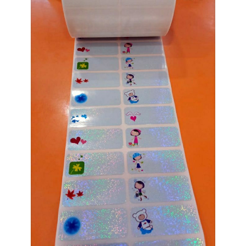 

Stiker Label Nama Anti Air Name Sticker Waterproof Girls Glitter