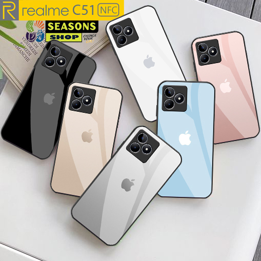 Softcase Glass Case Realme C51 NFC Terbaru - Softcase kaca Realme C51 - Softcase Glass Glitter Realm