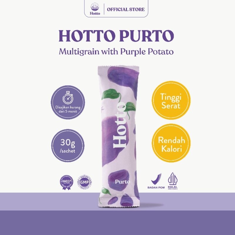 HOTTO PURTO MULTIGRAIN WITH PURPLE POTATO MINUMAN DIET TINGGI SERAT ORIGINAL HALAL BPOM