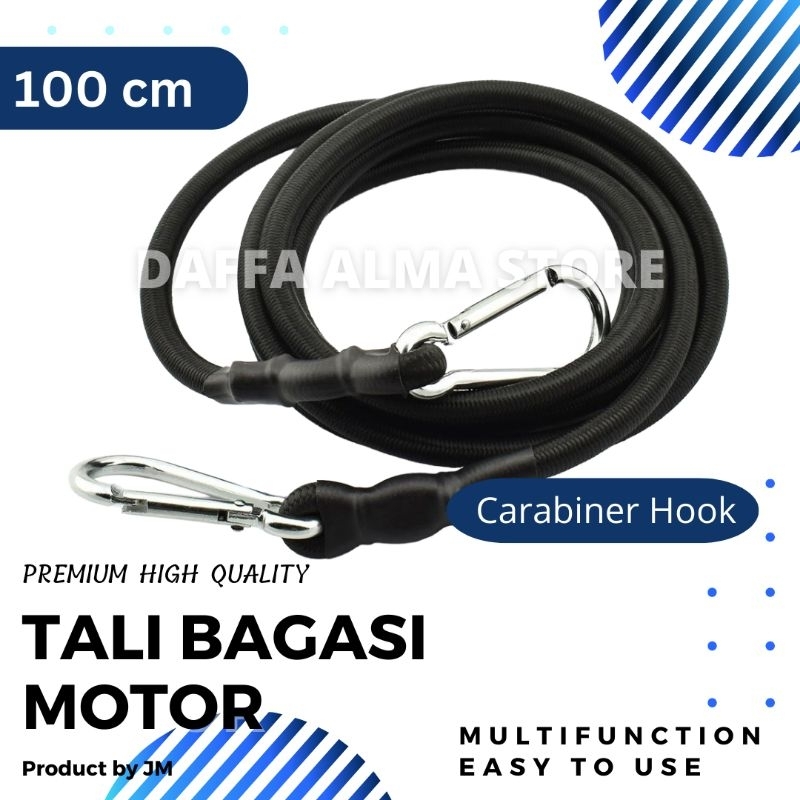 Tali Bagasi Motor Carabiner Hook Panjang 1 Meter / Tali Bagasi  Cargo Multifungsi