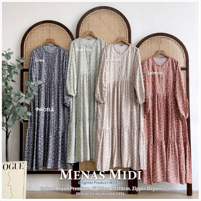 Gamis Midi Dress Menas Premium Berlabel Moela