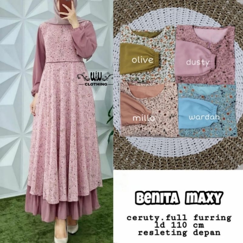 Gamis Ceruty Furing Motif Benita Maxy By WnW