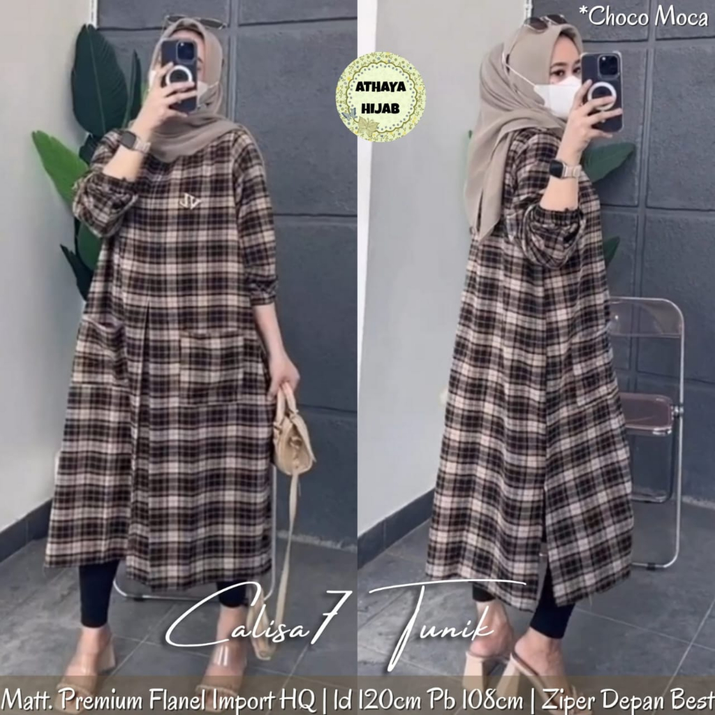 Calisa 7 Tunik Jumbo Wanita LD 120 Premium Flanel Import By Athaya Hijab