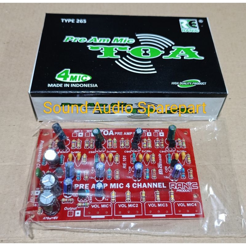 Kit Penguat Mic Pre Amp Mic Mixer 4 Channel Model TOA