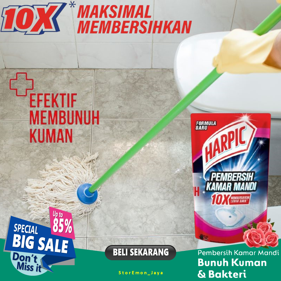 Pembersih Toilet Lantai Kamar Mandi Berkerak Ampuh Harpic Refill Rose 400ml.