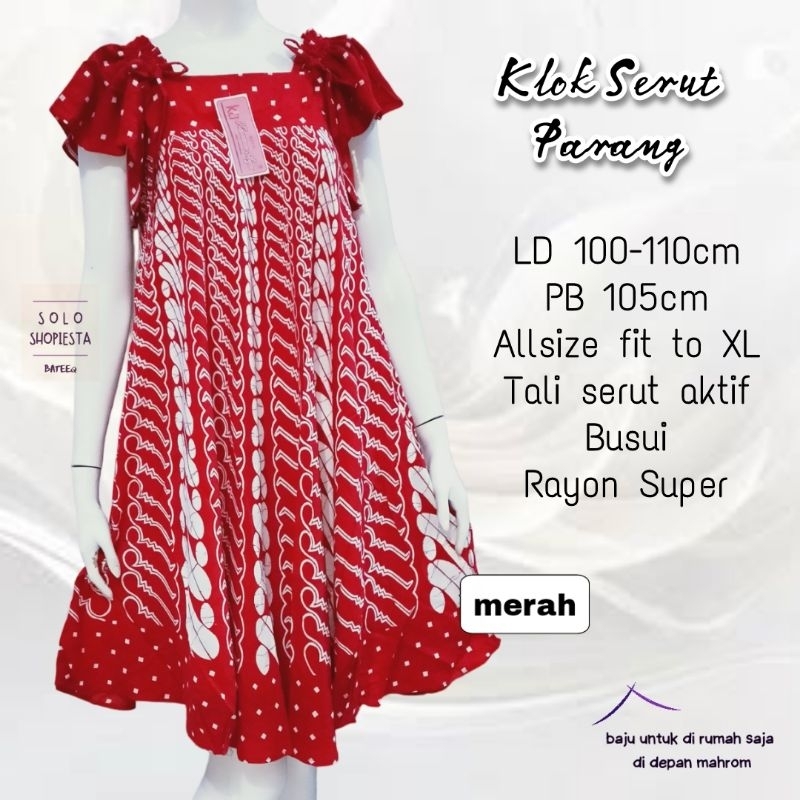 Daster Klok Serut MotifBatikParang Kencana Ayu Homedress Payung Cantik
