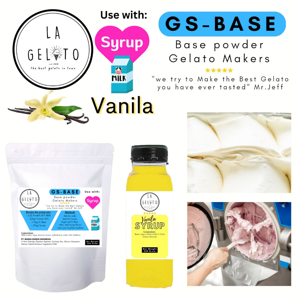 

bubuk es krim gelato rasa Vanilla - TIRAMISU - SALTED CARAMEL - BANANA - NANAS - STRAWBERRY