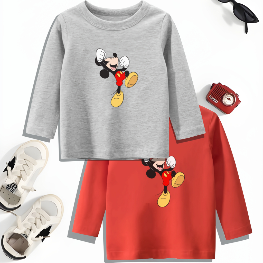 Baju Kaos Mickey Anak Perempuan Laki Laki 1-12 Tahun Kaos DIsney Anak Kaos Import Anak Laki Laki Per