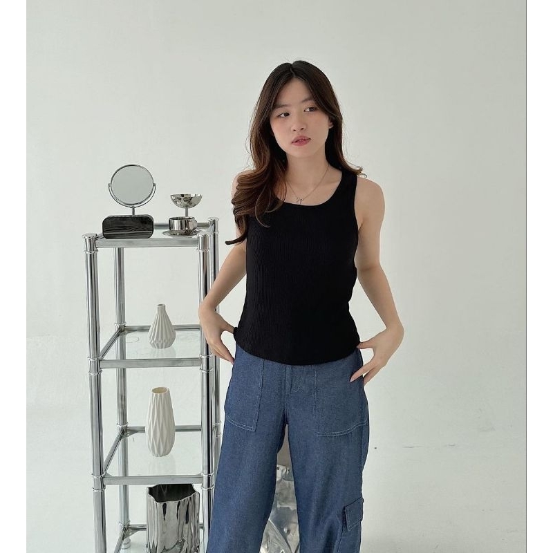 Tanktop Knit Atasan Singlet Wanita Inner Dalaman Blazer Fit to L