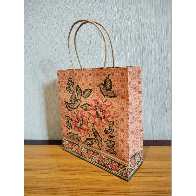Craft Paper Bag Okey Motif Batik Tali / Paperbag Batik ( per 1 pack)