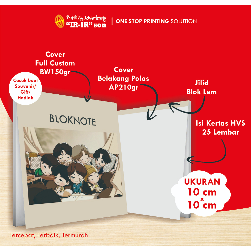 

NOTES CUSTOM 10 X 10 CM NOTEBOOK BLOKNOTE MEMO