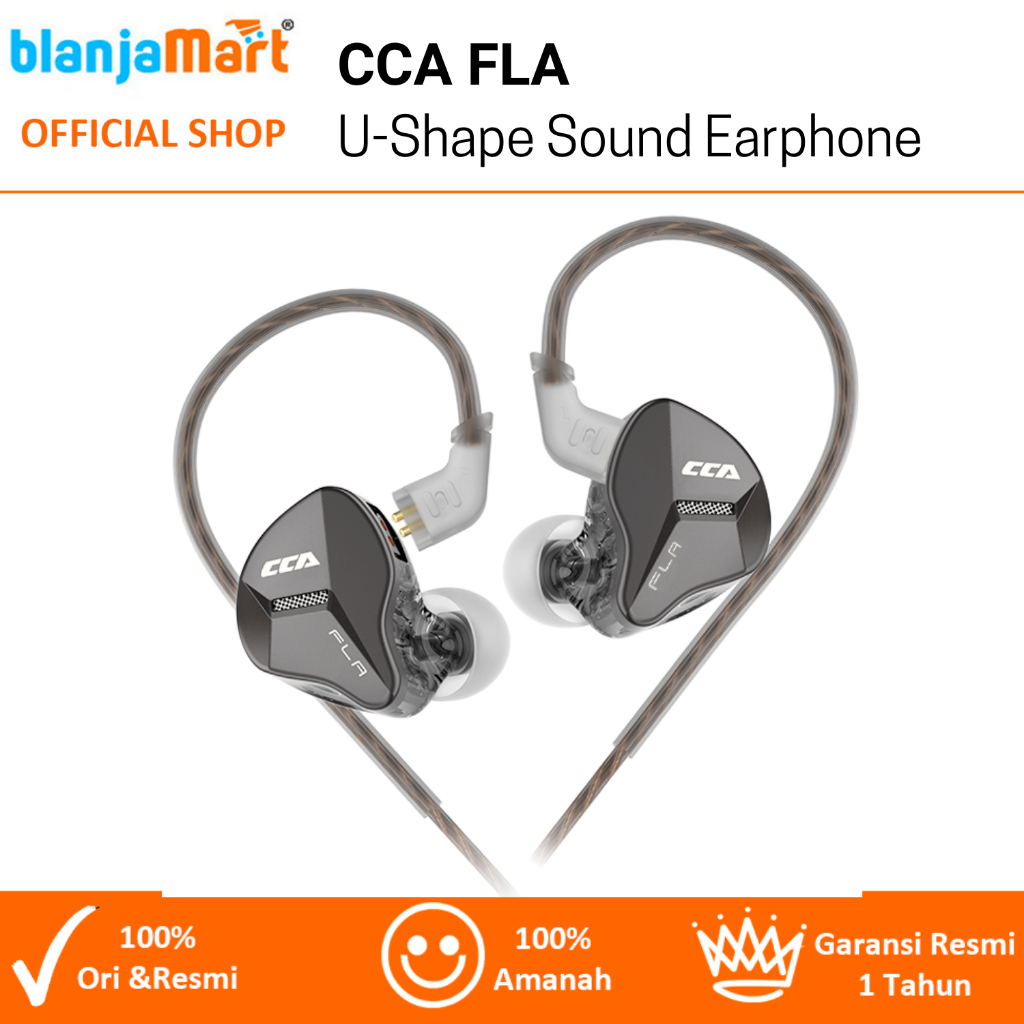 CCA FLA Single Dynamic Driver Resin Metal Earphone with MIC - GARANSI RESMI