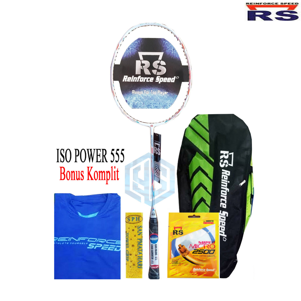 Raket Badminton RS Iso Power 555 Evo Bonus Komplit