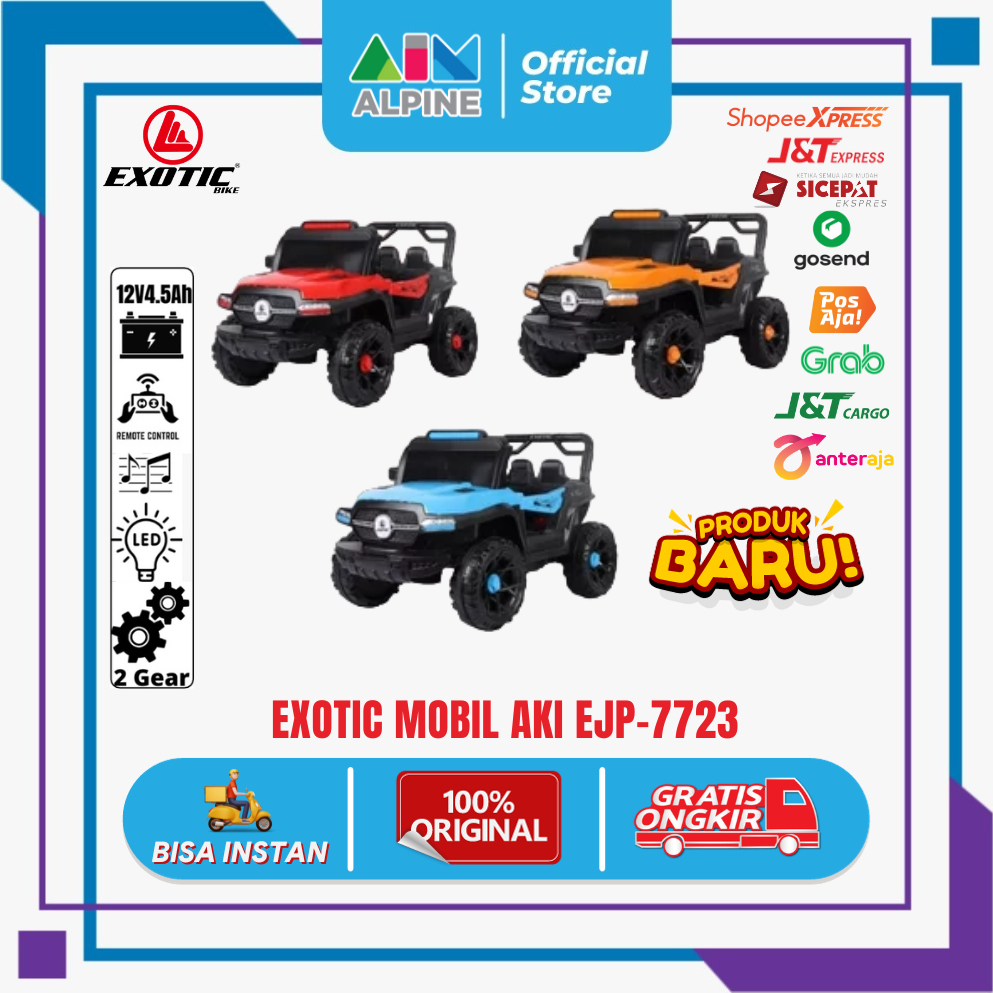 MOBIL AKI ANAK  EXOTIC RECHARGEABLE JEEP EJP-7723 BISA MANUAL DAN REMOTE (FREE ONGKIR WILAYAH MAKASS