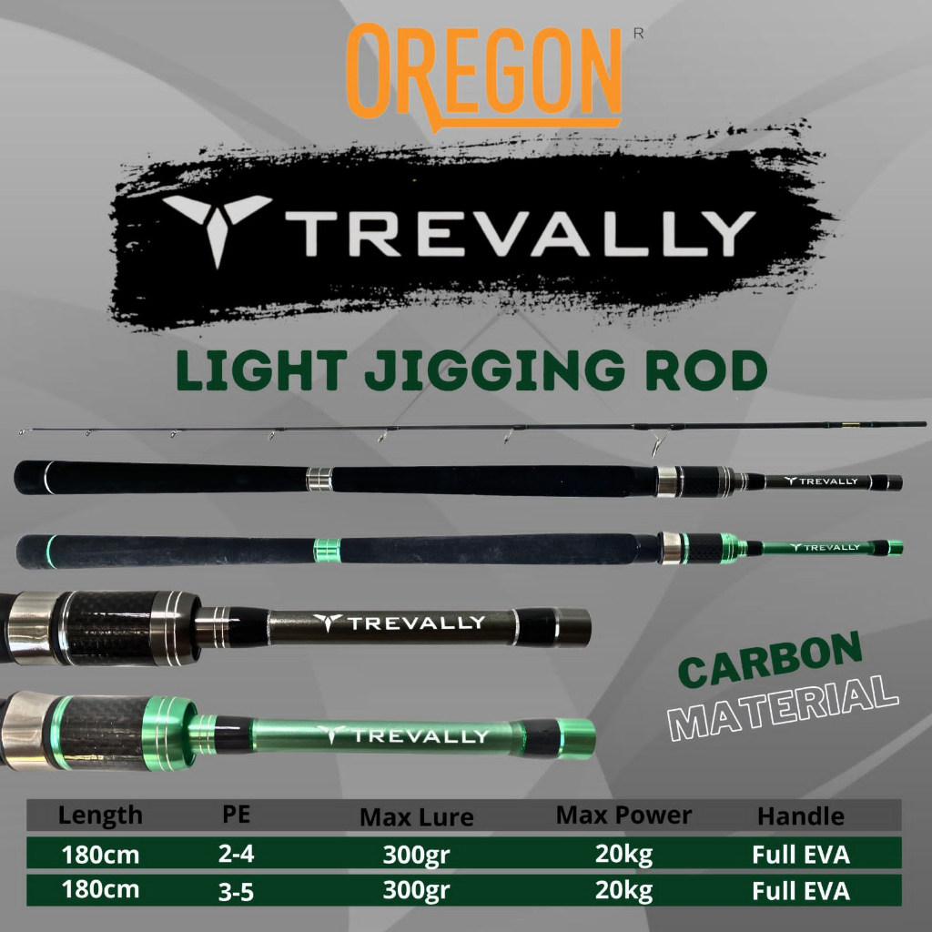 Joran Oregon Trevally 180 pe 2-4 Max Drag 15KG Light Jigging Rod