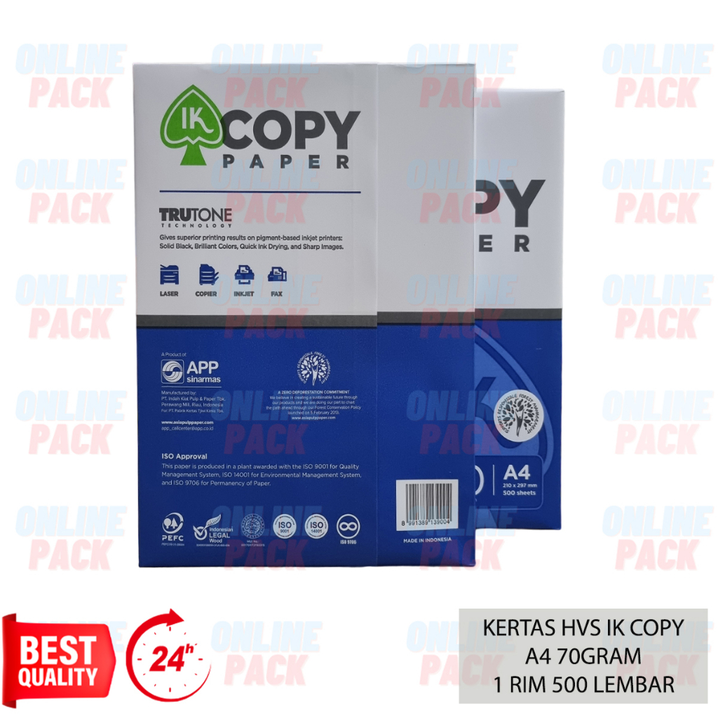 KERTAS HVS IK COPYPAPER COPY PAPER A4 70GR 70 GRAM 1 RIM 500 LEMBAR PRINT PAPER TRUETONE TRUE TONE