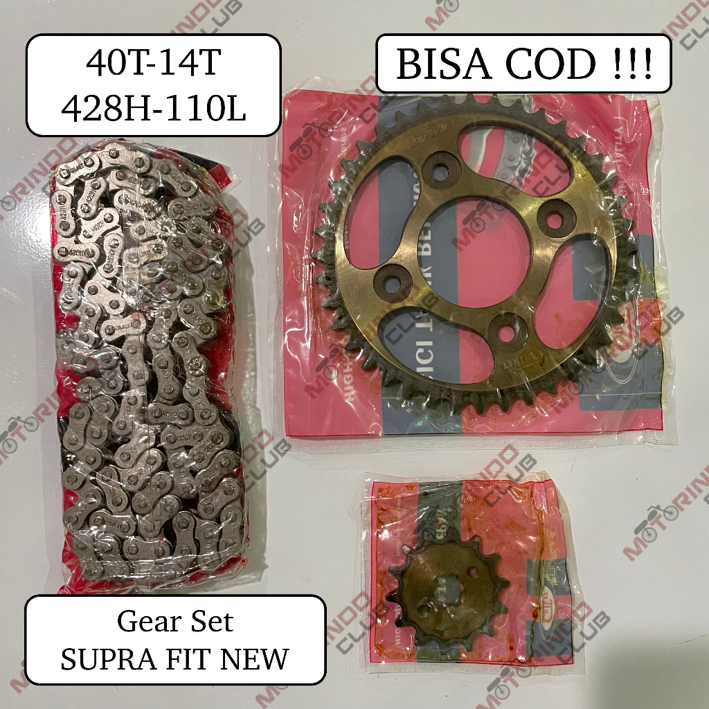 Gear Set SUPRA FIT NEW 40T / SUPRA X 125 ( 40T / 14T / 428H-110L ) - CRIKET - Gear Paket Gir Set Gir