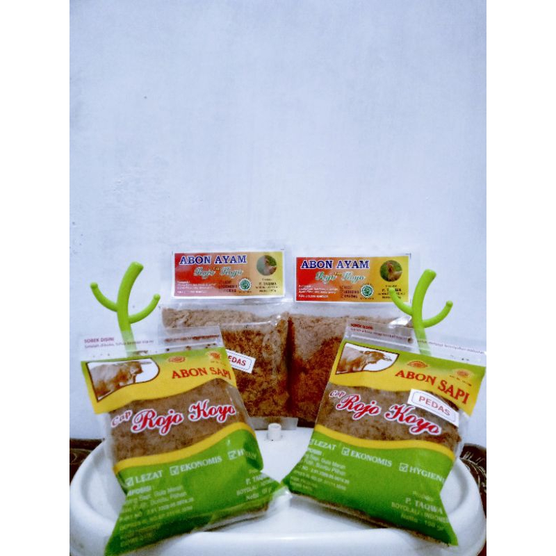 Abon Sapi dan Abon Ayam cap Rojo Koyo kemasan 100 gram