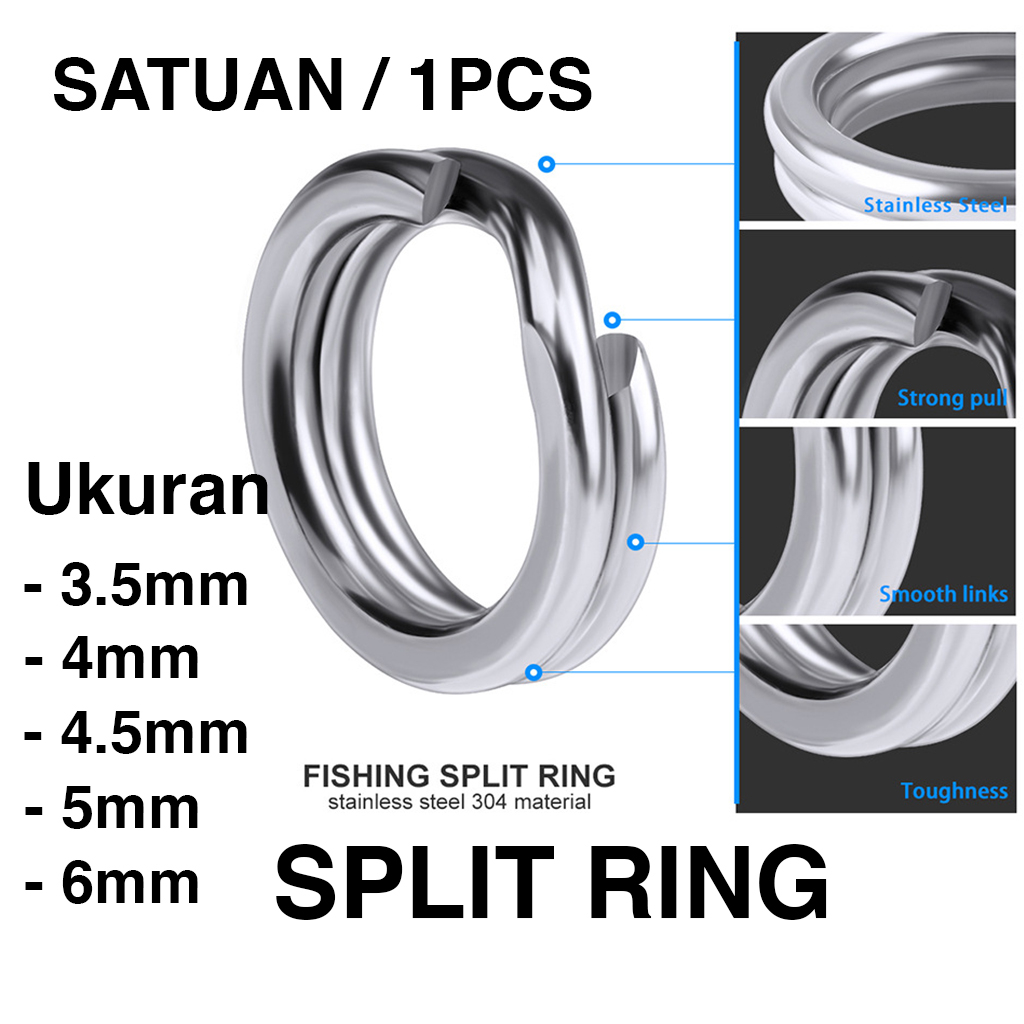 Split Ring Pancing Satuan - Split Ring Stainless Steel Untuk Blade Soft Frog Assist Hook Metal Jig L